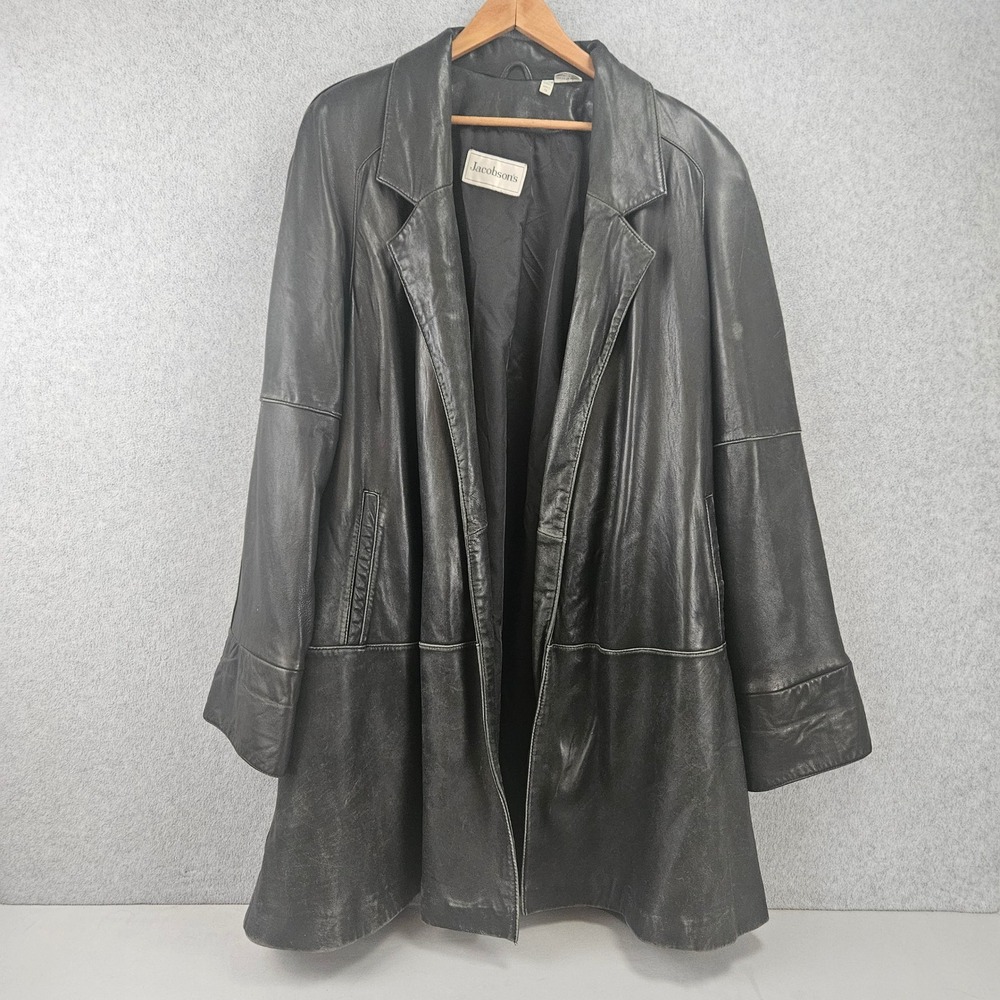 JACOBSON'S | Vintage Black Genuine Leather Car Coat